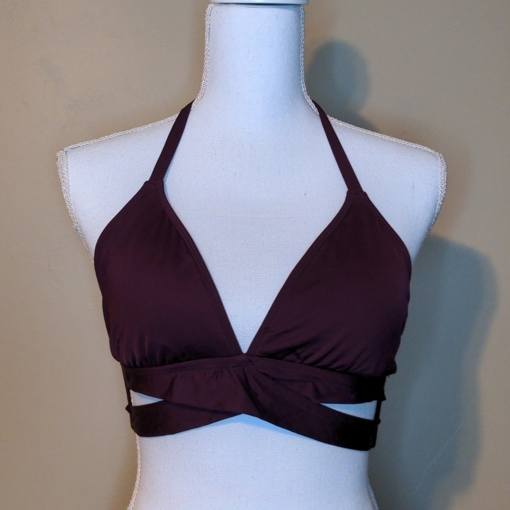 KONA SOL Faux Wrap Halter Bikini with Poppin Cherry String Bikini Bottom Size L - Picture 3 of 13